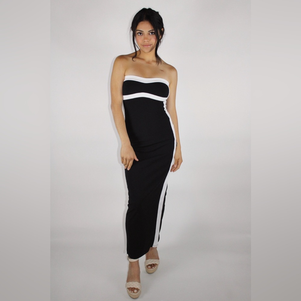 Meredith Maxi Contrast Dress black